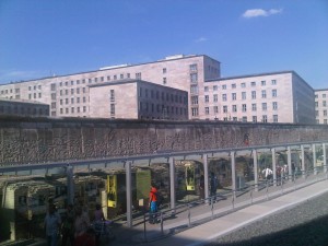 View of the Berlin wall taken from the foundations of the Gestapo headquarters